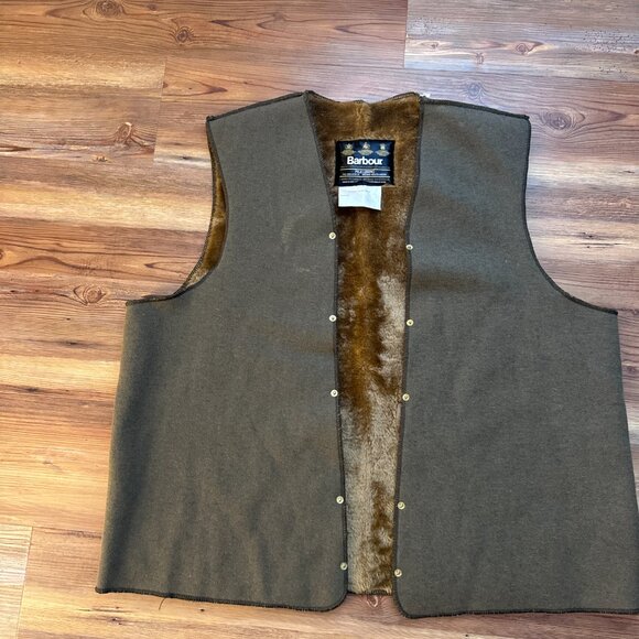 Vintage Barbour Jacket Liner 48" Vest Warm Clip-In Brown Pile Lining - Picture 1 of 7